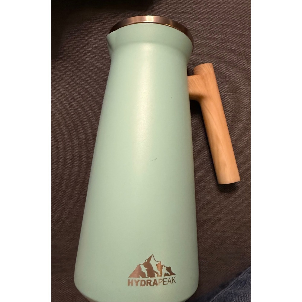 Hydrapeak Stainless Steel Insulated Carafe Pitcher Mint Green‎ Wood Handle 50oz